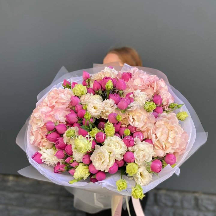  Букет  гортензий и Мисти в Йошкар-Оле