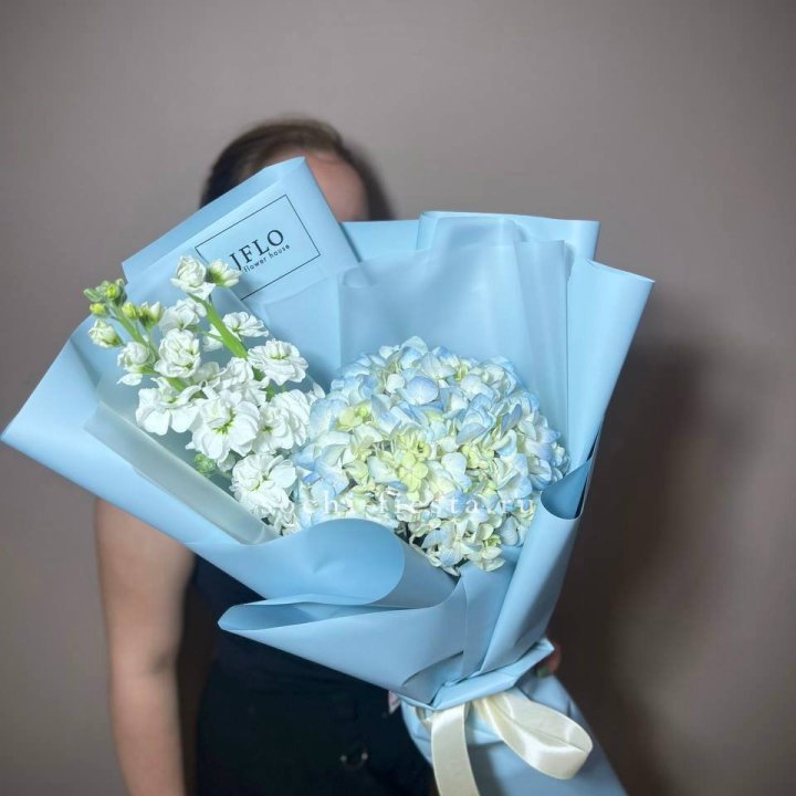 Гортензия голубая с маттиолой в Йошкар-Оле