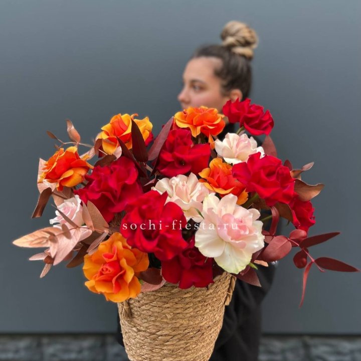 Авторский бокс "Роксана" в джутовом кашпо в Йошкар-Оле