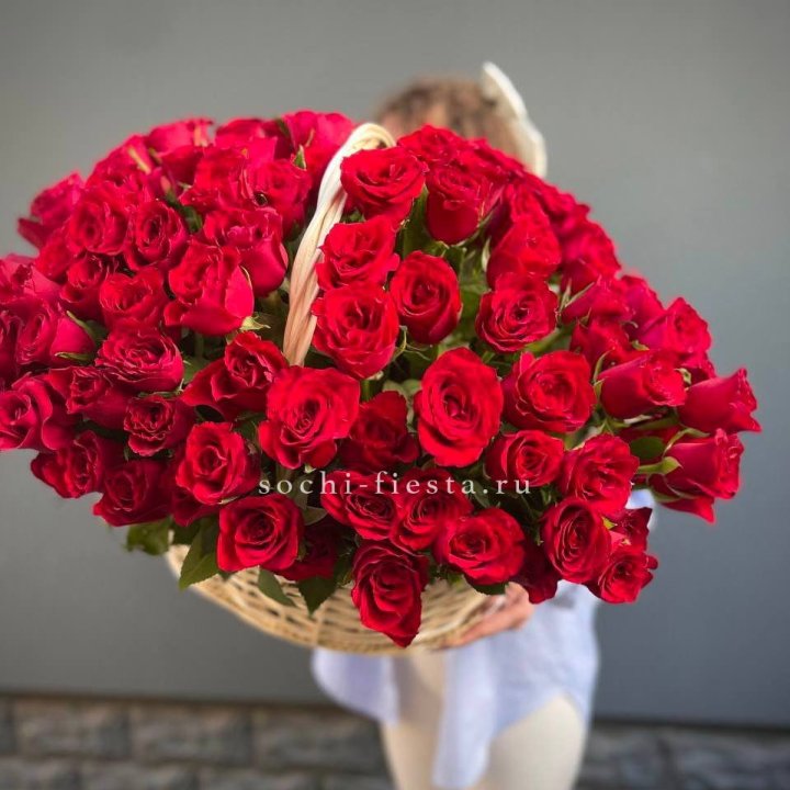 121 красная роза в корзине   в Йошкар-Оле