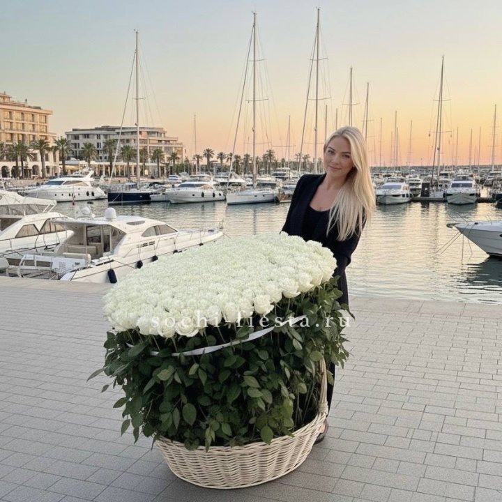 301 высокая роза в корзине в Йошкар-Оле