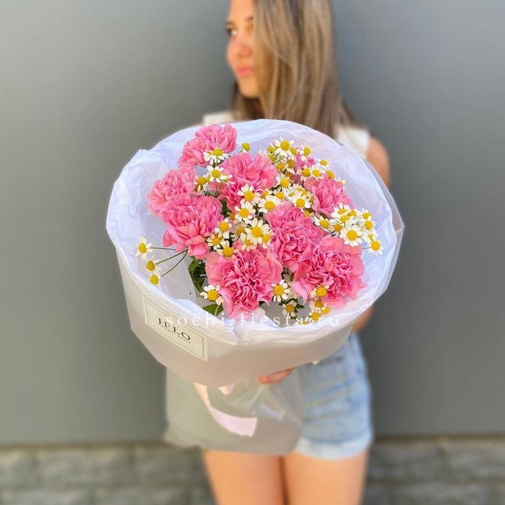 Дуобукет диантусов и ромашек в Йошкар-Оле