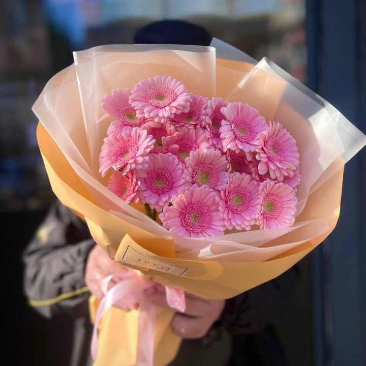 17 розовых гербер  в Йошкар-Оле