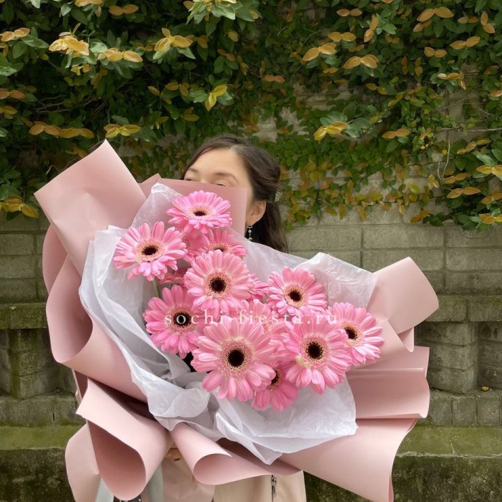 13 розовых гербер в Йошкар-Оле