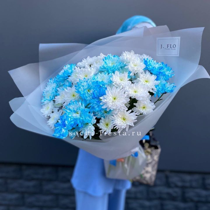 Букет хризантем "Голубая снежинка" в Йошкар-Оле
