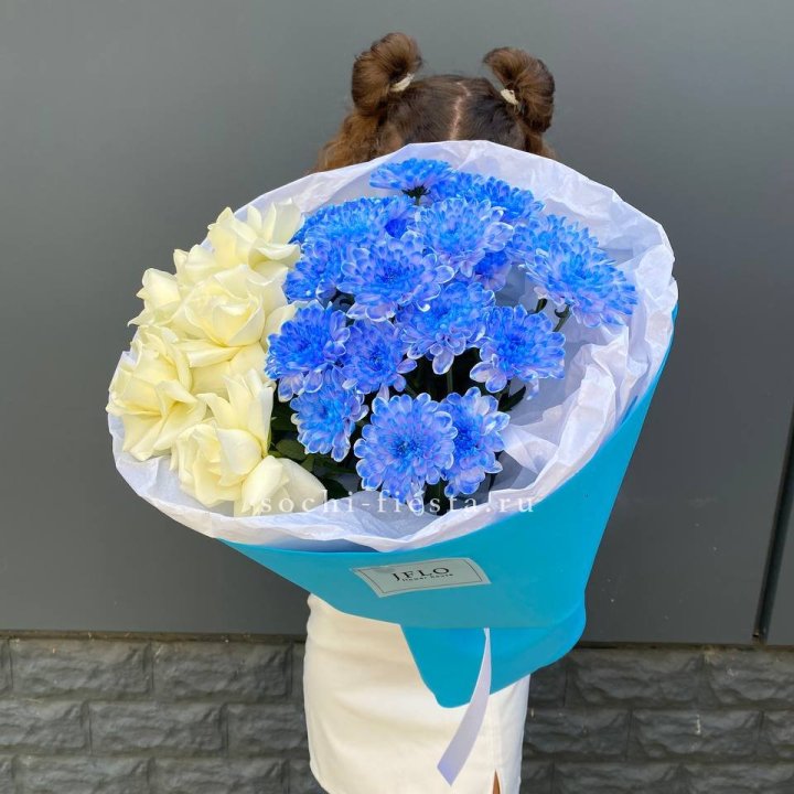 Дуо букет розы и хризантема в Йошкар-Оле