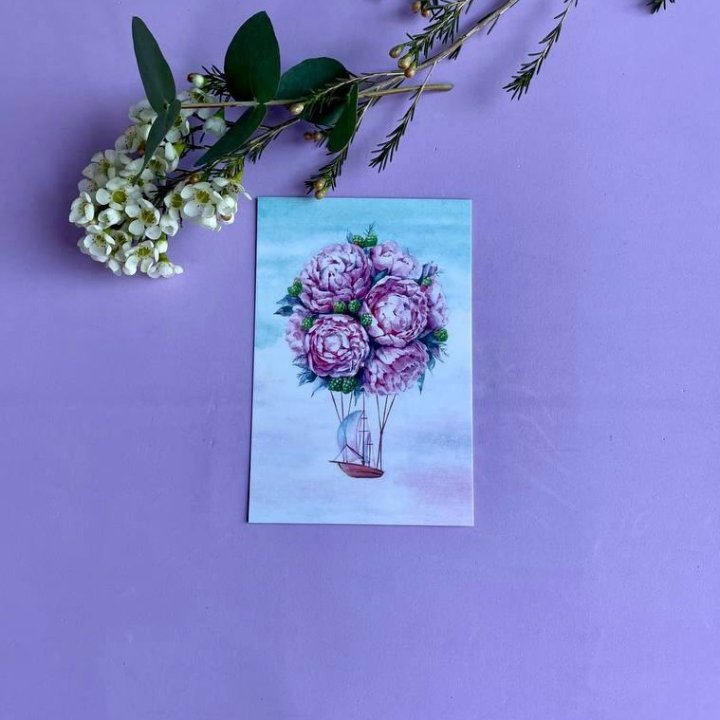 Открытка к букету "Пион" в Йошкар-Оле
