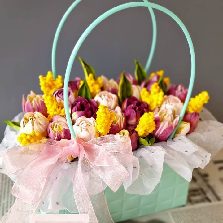 Тюльпаны в сумочке из зефира в Йошкар-Оле