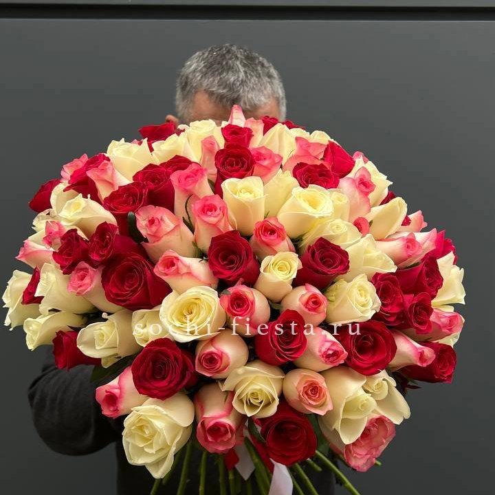 101 разноцветная роза "Джули" в Йошкар-Оле