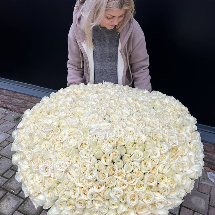 501 белая роза в корзине в Йошкар-Оле