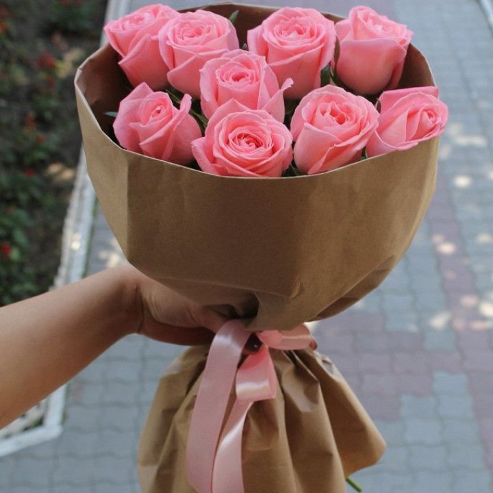 9 розовых роз в Йошкар-Оле