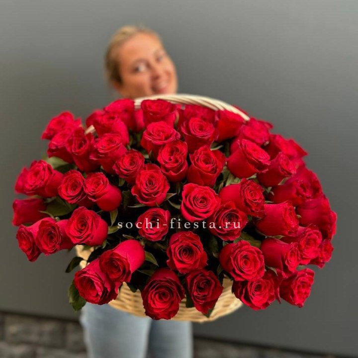 101 красная роза в корзине   в Йошкар-Оле