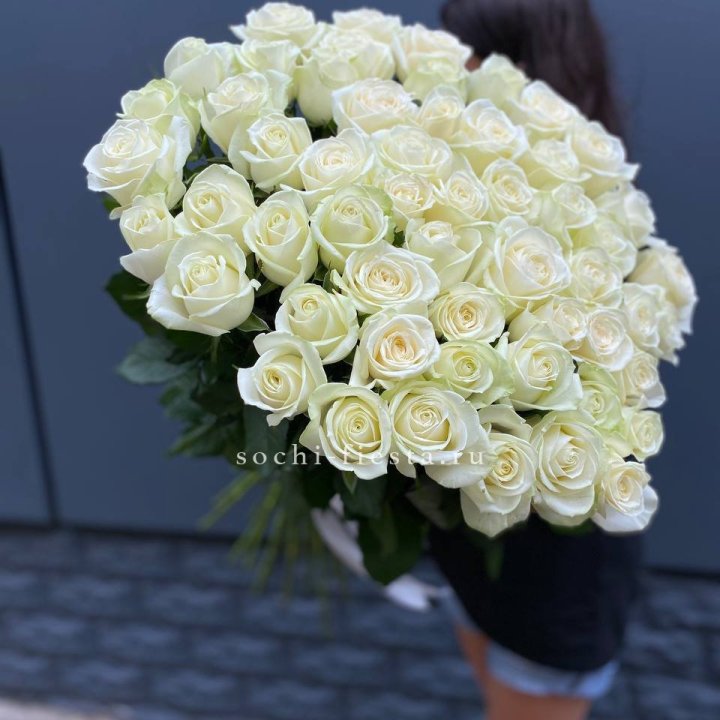 51 белоснежная высокая роза в Йошкар-Оле