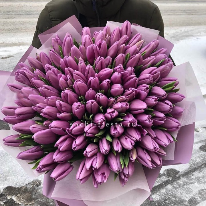 101 сиреневый тюльпан в Йошкар-Оле