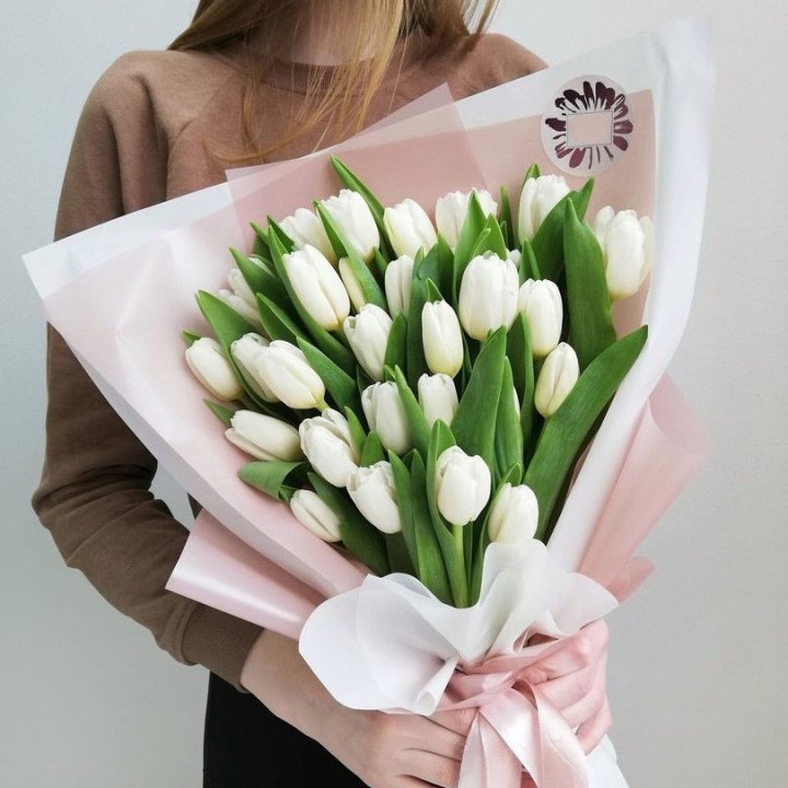 Букет белых тюльпанов "Моника" в Йошкар-Оле